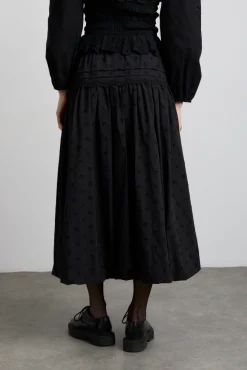 agatha embroidered midi skirt - black