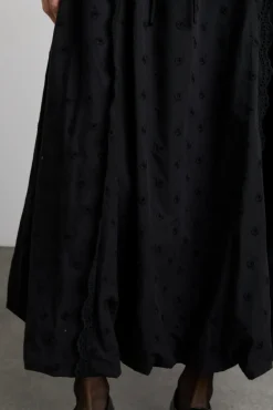 agatha embroidered midi skirt - black