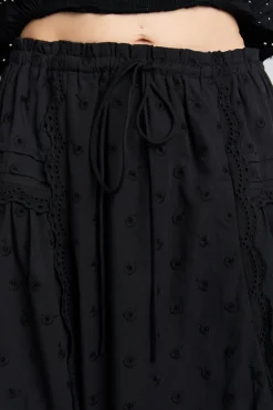 agatha embroidered midi skirt - black
