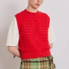 aggie knitted tank - red
