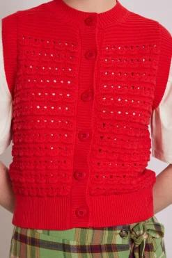 aggie knitted tank - red