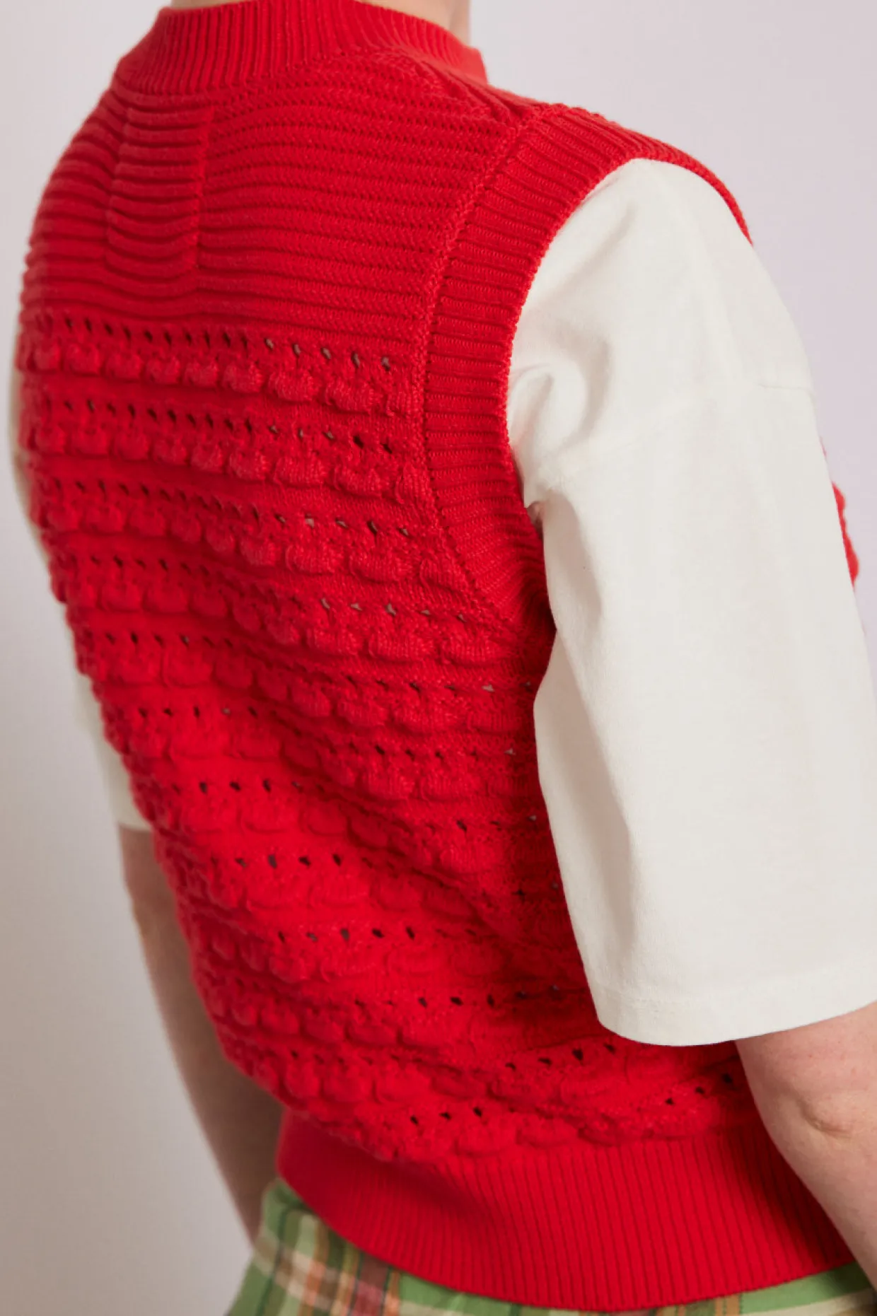 aggie knitted tank - red