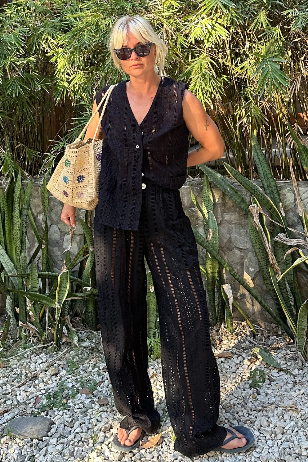 alys vest - black broderie