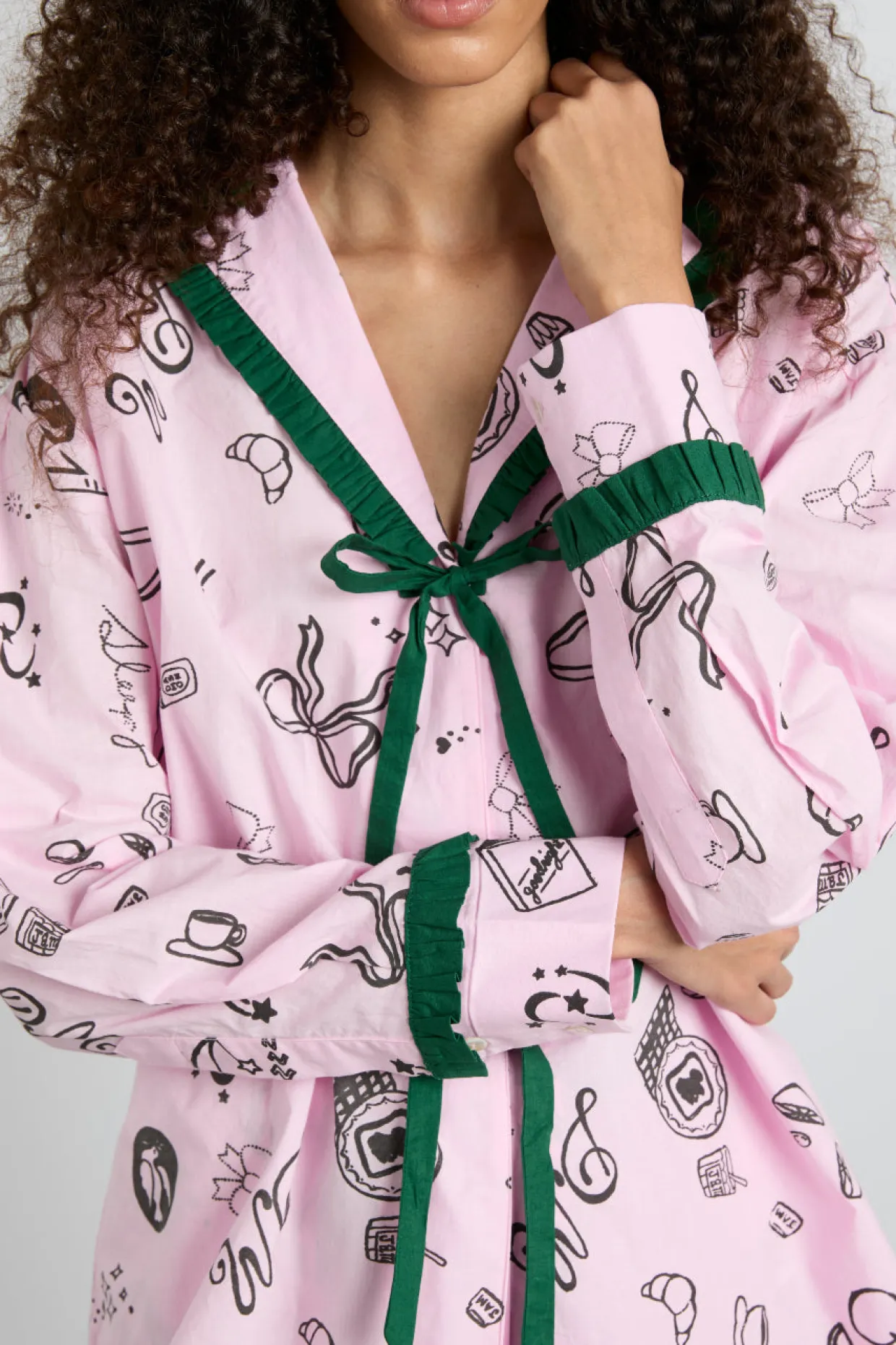 antonella pj set - pink sleep symbols