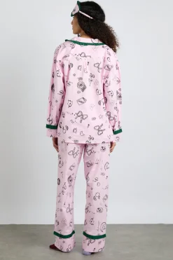 antonella pj set - pink sleep symbols