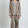 antonia pj set- brown gingham