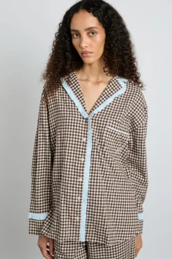 antonia pj set- brown gingham