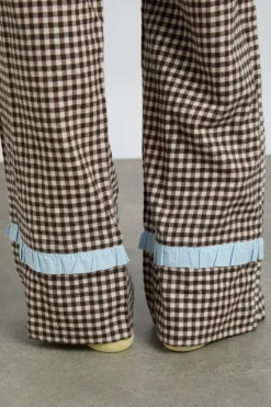 antonia pj set- brown gingham