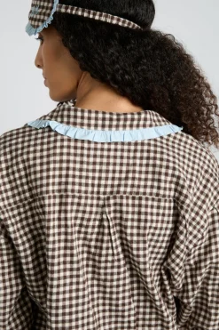 antonia pj set- brown gingham
