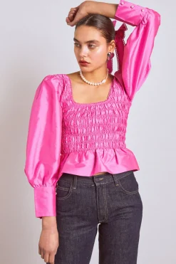 ariana blouse - pink taffeta