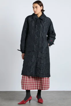 aubrey quilted coat- black bows