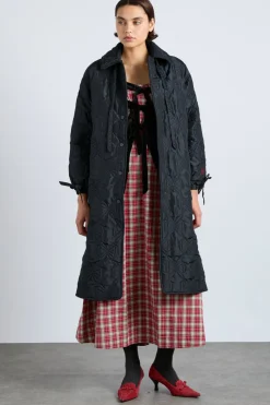 aubrey quilted coat- black bows