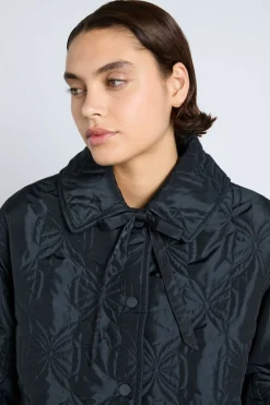 aubrey quilted coat- black bows