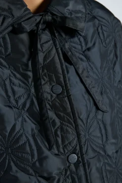 aubrey quilted coat- black bows