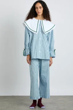 barbara pj set- blue stripe
