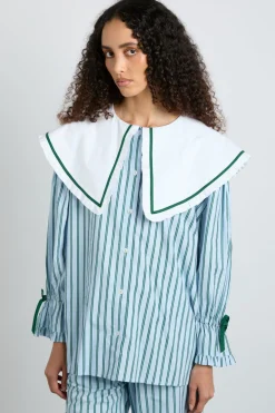 barbara pj set- blue stripe