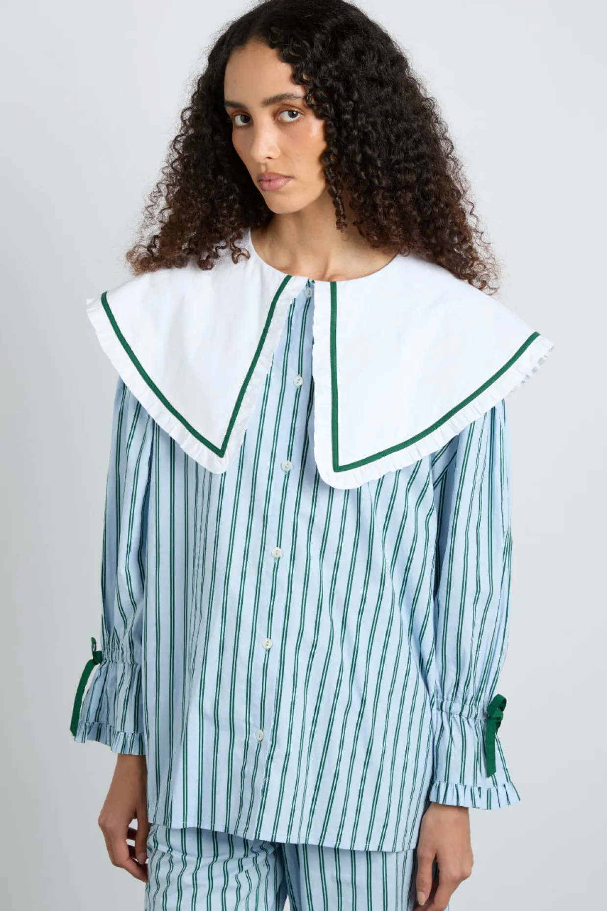 barbara pj set- blue stripe