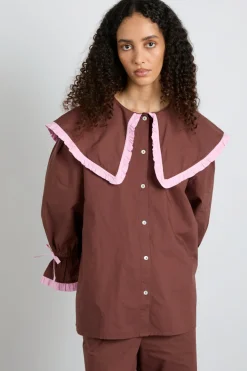 barbara pj set- brown u0026 pink