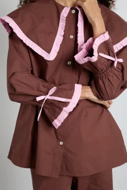 barbara pj set- brown u0026 pink