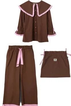 barbara pj set- brown u0026 pink
