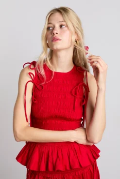 becca multi-way blouse - cherry