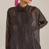 bel pin tuck shirt - black sheer