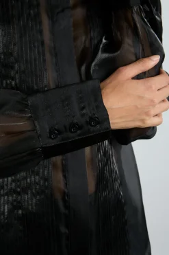 bel pin tuck shirt - black sheer