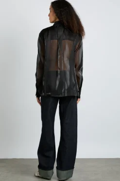 bel pin tuck shirt - black sheer