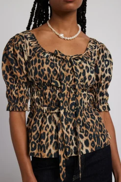 bianca ruffle blouse - leopard
