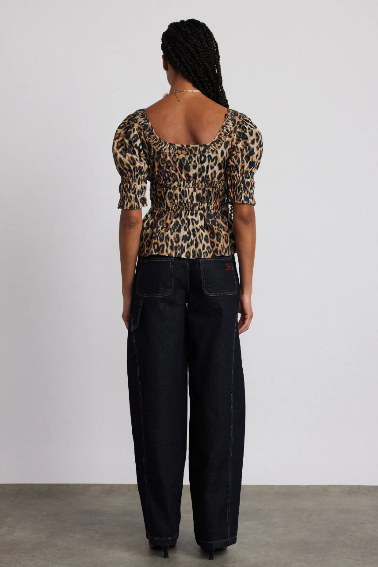 bianca ruffle blouse - leopard