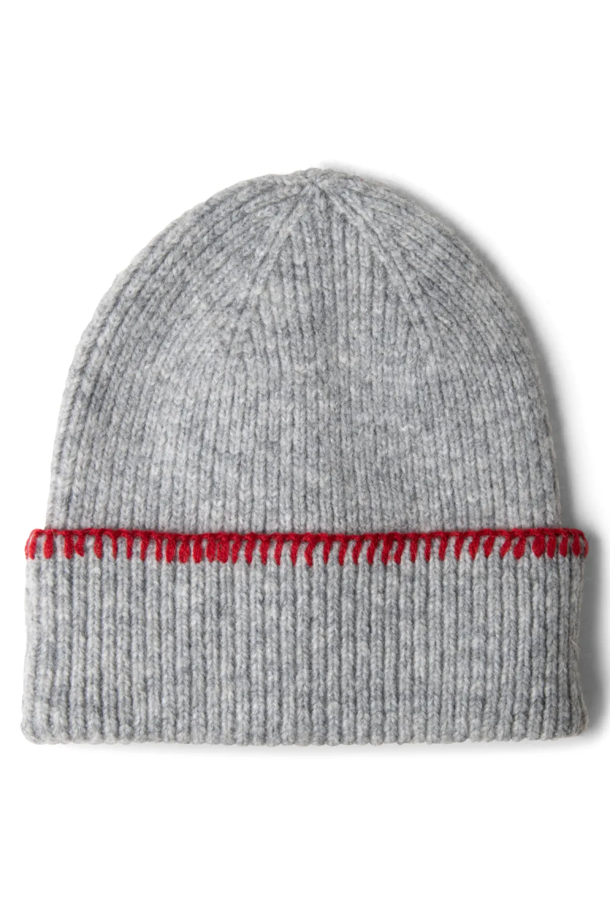 blanket stitch beanie- grey