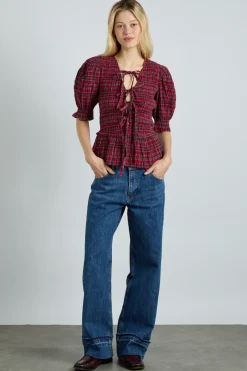bluebelle blouse - red check