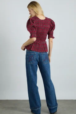 bluebelle blouse - red check