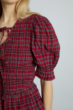 bluebelle blouse - red check