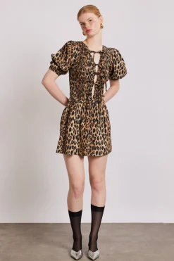 Bluebelle shirred mini dress - leopard