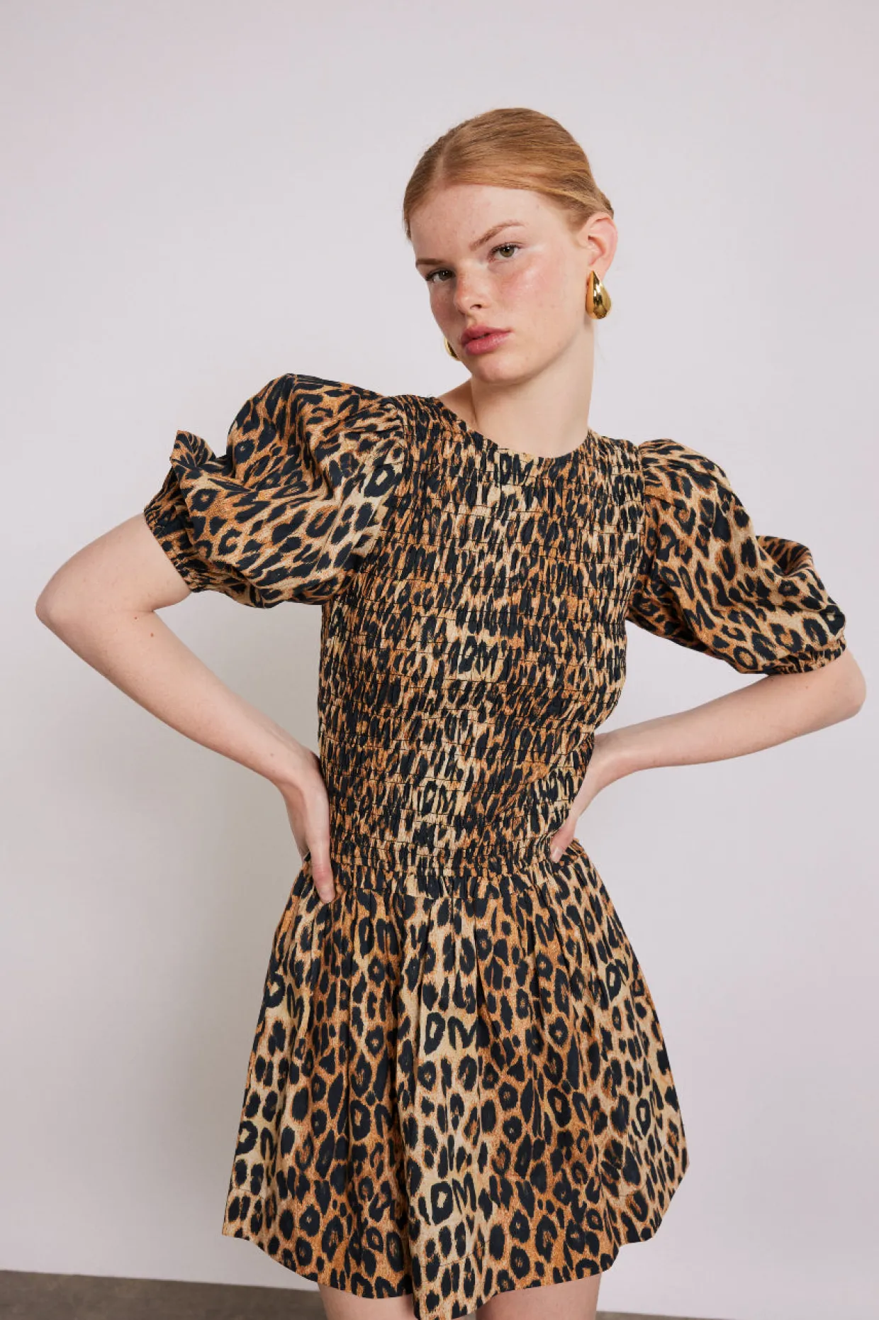 Bluebelle shirred mini dress - leopard