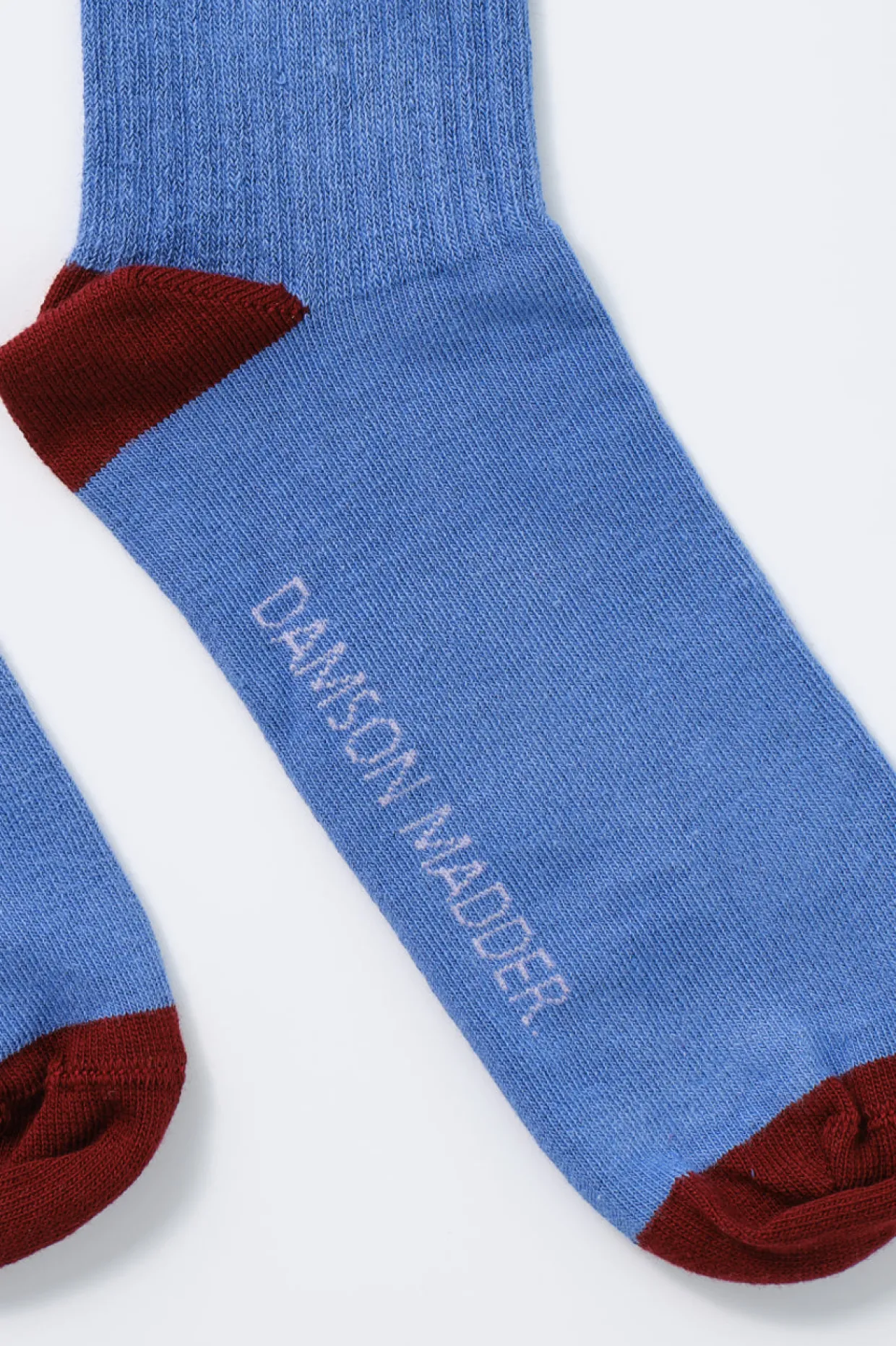 calf length socks - blue u0026 burgundy stripe