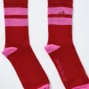 calf length socks - red u0026 pink stripe
