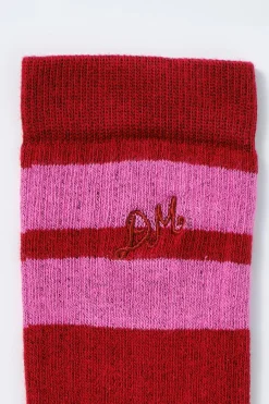 calf length socks - red u0026 pink stripe