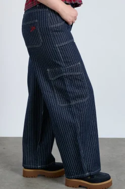 cargo jeans - navy pinstripe