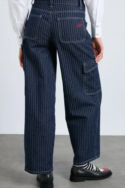 cargo jeans - navy pinstripe