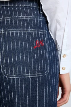 cargo jeans - navy pinstripe
