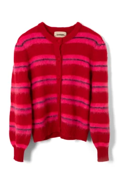cece stripe cardigan - red u0026 pink stripe