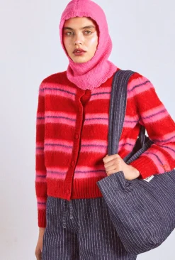 cece stripe cardigan - red u0026 pink stripe
