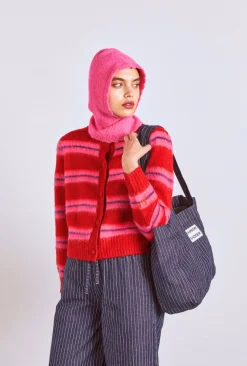 cece stripe cardigan - red u0026 pink stripe