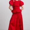 charlotte midi tie detail skirt - cherry
