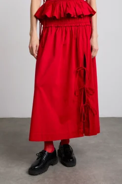 charlotte midi tie detail skirt - cherry