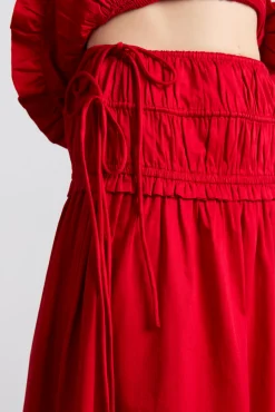charlotte midi tie detail skirt - cherry