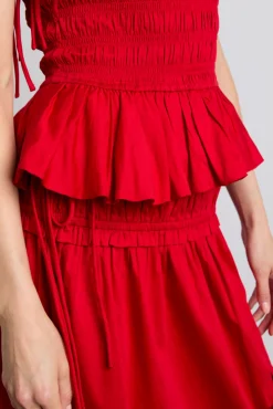 charlotte midi tie detail skirt - cherry