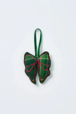 christmas tree decoration - green check bow